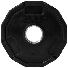 CAP Barbell 12-seitige Gummi-Olympia-Griff-Gewichtsscheiben, Schwarz, Einzel, 5 Pfund