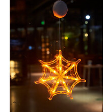 Halloween window lights orange pumpkin white ghost purple
