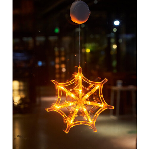 Halloween window lights orange pumpkin white ghost purple