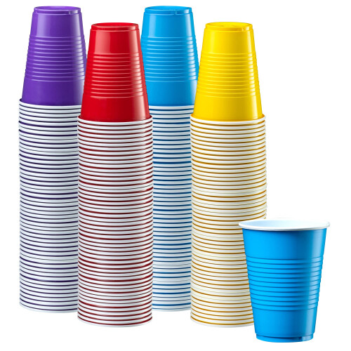 Comfy Package [240 Compte] 9 oz. Gobelets Plastiques Jetables - Couleurs Assorties