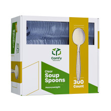 Comfy Package [300 Pack] Cuillères à Soupe Plastique Transparentes Résistantes - Ustensiles Jetables pour Événements