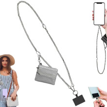 YZhouD phone crossbody strap with zippered wallet black