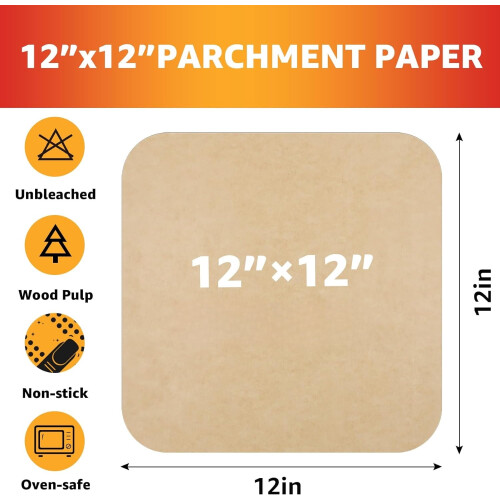 Air Fryer Parchment Paper Squares Unbleached 200 Sheets 1