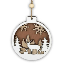 Christmas wooden ornaments wild forest animal crafts 6 pcs