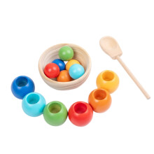 Brinquedo de Classificação de Cores Yiaieng, Brinquedo de Madeira para Bebês e Crianças Pequenas (6 Bolas)