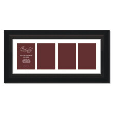 Craig Frames 9x22 Black Collage Frame, 4-5x7 Openings, White Mat, Wall Display