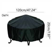 BBQ Cover Black 120x20cm Round Outdoor Waterproof UV