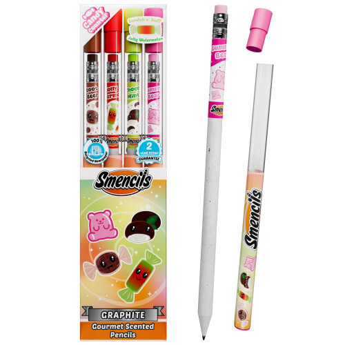 Smencils Candy Counter Doftande Blyertspennor - HB #2 Grafit, 4-pack, Hållbara Gourmetdofter
