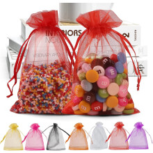 Black Organza Favor Bags 4x6 inch with Drawstring 100 pcs