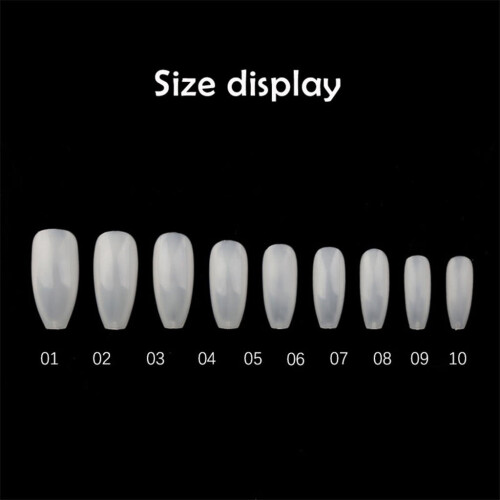 Coffin Nails Tips Clear Medium Round Long 100 pcs 1