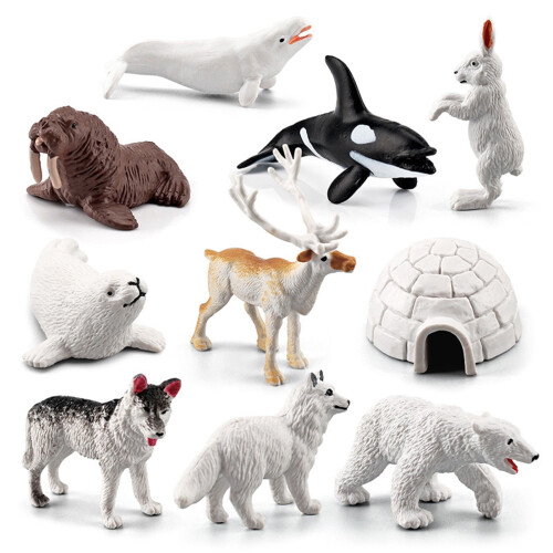 Arctic Animal Figurines Set Realistic Plastic 10pcs