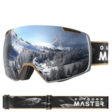 OutdoorMaster Heron Skibrille mit 2 Linsen, rahmenlos, magnetische HD Toric Linse, OTG Snowboardbrille