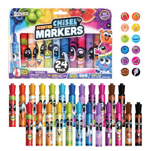 Scentos Frucht Duftende Chisel Tip Marker, 24er Pack, Kinderfreundlich, Super Waschbar, für Poster und Wissenschaftsmessen