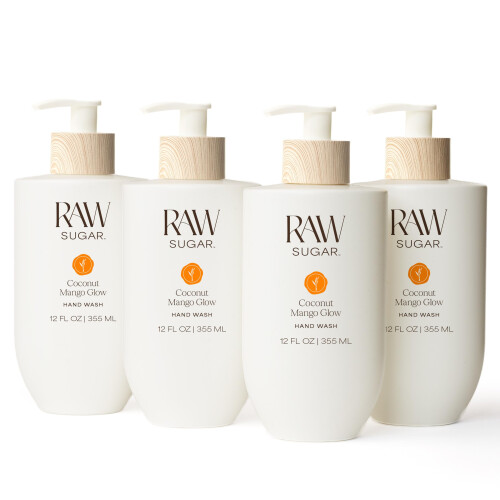 Jabón de Manos RAW SUGAR Coco Mango Glow, 12 Fl Oz (Paquete de 4)