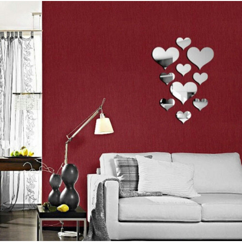 Love Heart Acrylic 3D Mirror Wall Sticker 10pcs 1