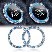 Crystal Rhinestone Car Start Stop Button Cover Black 2 PCS