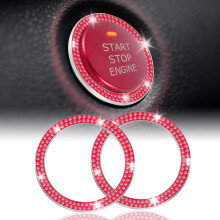 Crystal Rhinestone Engine Start Stop Ring Set 2PCS Black