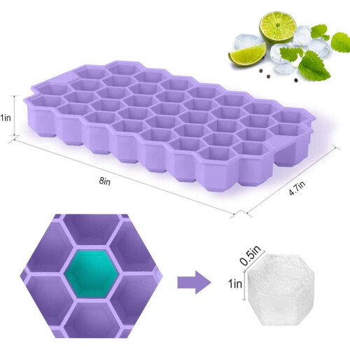 Silicone Ice Cube Tray with Lid 74-Cube Stackable 1