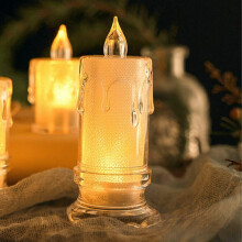 LED Crystal Candle Warm White Battery Tealight 6 Pack