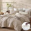 Boho Queen Comforter Set Beige Microsuede 3-Piece 3