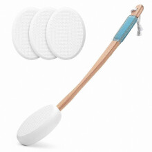 Rückenlotion-Applikator für Senioren, langer Griff mit 4 austauschbaren Pads für Rücken und Füße