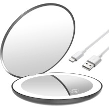 Wattne LED travel makeup mirror 3.5 inch round black
