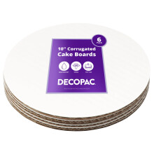 DecoPac Plateau à Gâteaux Rond, Fini Ciré Résistant à la Graisse, Pack de 6, Blanc - 10 Pouces