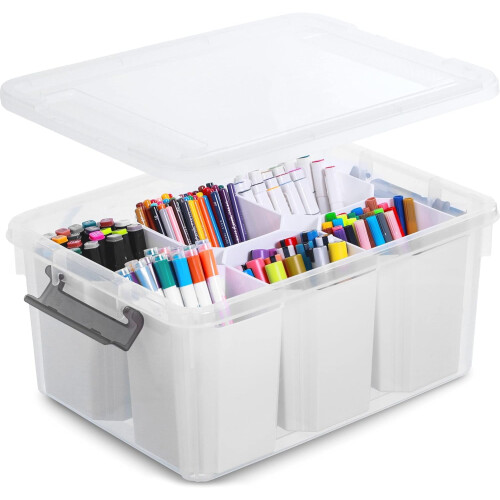 Clear Plastic Storage Bin with Lid 17 Qt