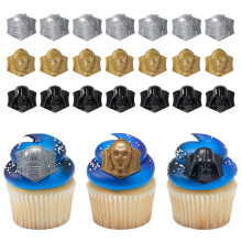 STAR WARS Cupcake Ringe, 24 Toppers mit Darth Vader, C-3PO und R2-D2, 3D Lebensmittelsichere Toppers von DecoPac