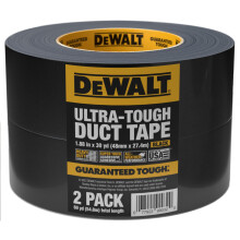 Cinta de Ducto DEWALT Ultra Resistente, 1.88 in x 30 yd, Pesada, Ultra Fuerte, Adhesivo Agresivo, 2 Rollos, Negro