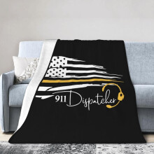 911 Dispatcher Blanket Gold Line American Flag 50x60 in