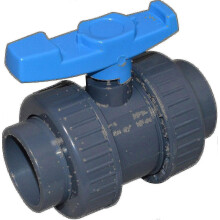 Kugelhahn 50 mm – aus PVC – mit beidseitigem Anschluss – 50-mm-Hülse – Grau