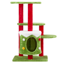 Christmas Cat Tower 32in 3-Level Plush Activity Center