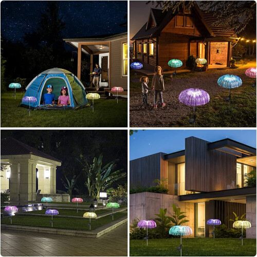 Solar Flower Lights Waterproof Color-Changing 2 pcs 1