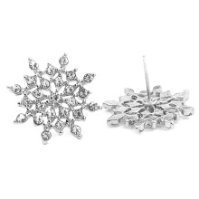 Women's snowflake rhinestone ear studs silver