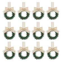 Christmas kitchen cabinet wreaths with ribbon 12 pcs