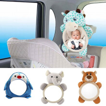 Baby car mirror cartoon shape plush black white adjustable