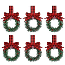 Christmas kitchen cabinet wreaths with ribbon 6 pcs