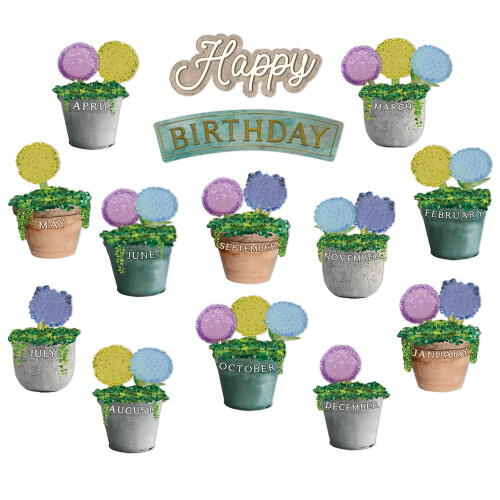Eureka Curiosity Garden Mini Panel de Cumpleaños para Profesores, 48 Piezas