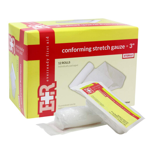 Bandage de gaze stérile conformable Ever Ready - Boîte de 12 - 3 pouces