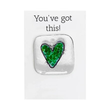 Fused Resin Heart Pocket Token Handmade Keepsake Gift 1pc
