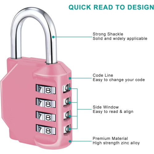 YZhouD 4-digit combination padlock pink 2