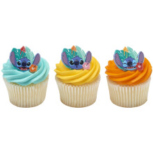 DecoPac Disney Stitch 'Ohana Cupcake Ringe, 24 Lilo & Stitch Dekorationen für Feiern