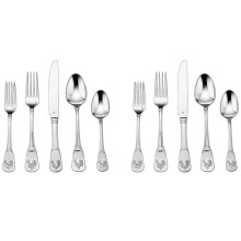 Cuisinart CFE-01-FR20 40-Piece Stainless Steel Flatware Set - French Rooster Pattern, Heavy-Gauge Handcrafted Silverware, Dishwasher Safe