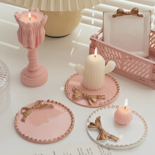 Resin candle holder tray with bowknot decor 1 piece