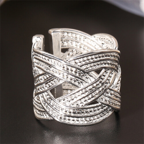 Women's 925 Sterling Silver Claw Ring Woven Mesh US 8