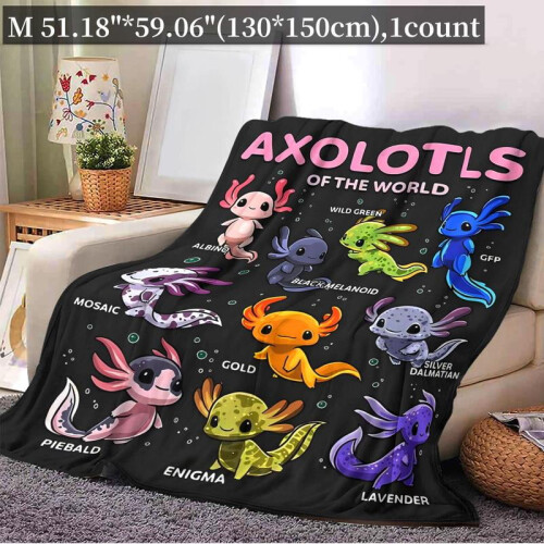 Manta de desenho animado com axolote, macia e leve. 2