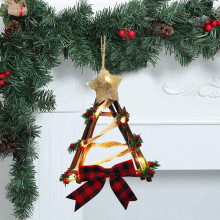 Christmas wreath rattan with LED lights for front door