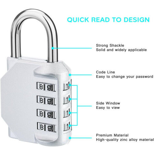YZhouD 4-digit combination padlock pink 2