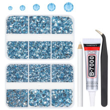 qiipii Hellblaue Harz-Kristall-Rhinestones für Bastelarbeiten 2mm 3mm 4mm 5mm 6mm